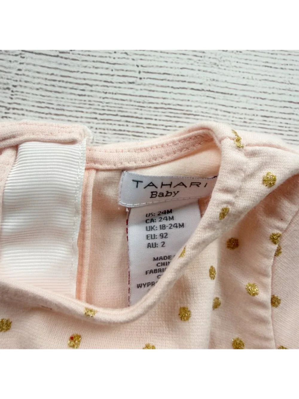 Tahari Baby Girls Polka Dot Dress Stripe Leggings Outfit Set 18-24 Months